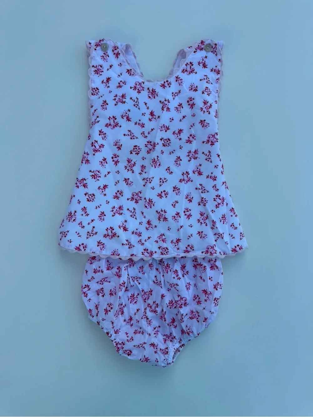 Oscar de la Renta White and Red Floral Kids Matching Set